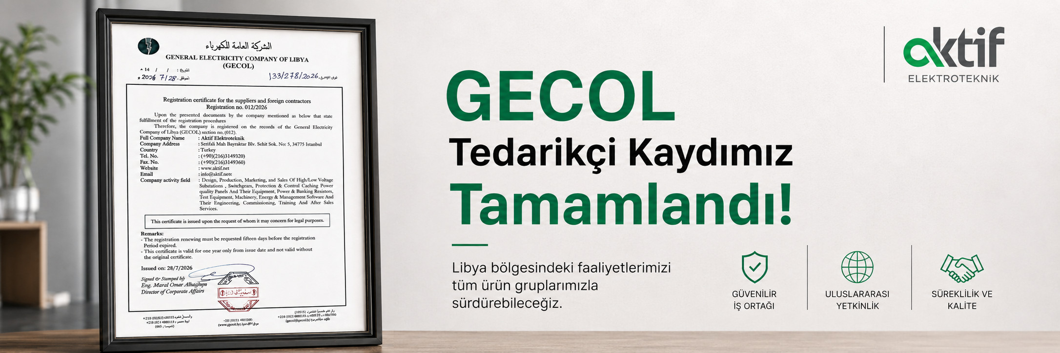 Gencol Certificate Banner